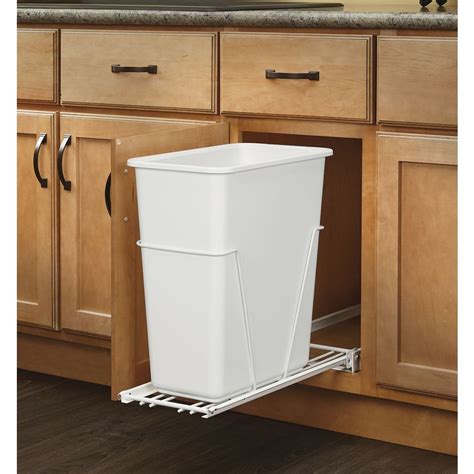 Rev-A-Shelf Large 27 Quart Replacement Home Kitchen Multipurpose Plastic Trash or Recycle Waste Container Basket Bin, White, RV-1024-52. . Revashelf trash can